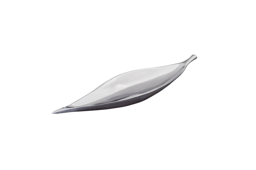 Handgearbeitete Deko Schale SILVER LEAF 40cm silber Aluminium