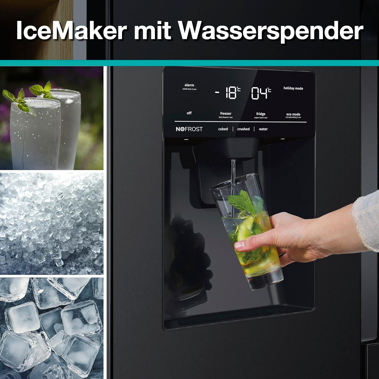 Gorenje NRR9185ESBXL Side by Side Kühl-Gefrierkombination/NoFrost Plus/Inverter Kompressor/Wasser- und Eiswürfelspender/SensoTech / 178,6 cm/Kühlteil 376 l/Gefrierteil 190 l/Schwarz
