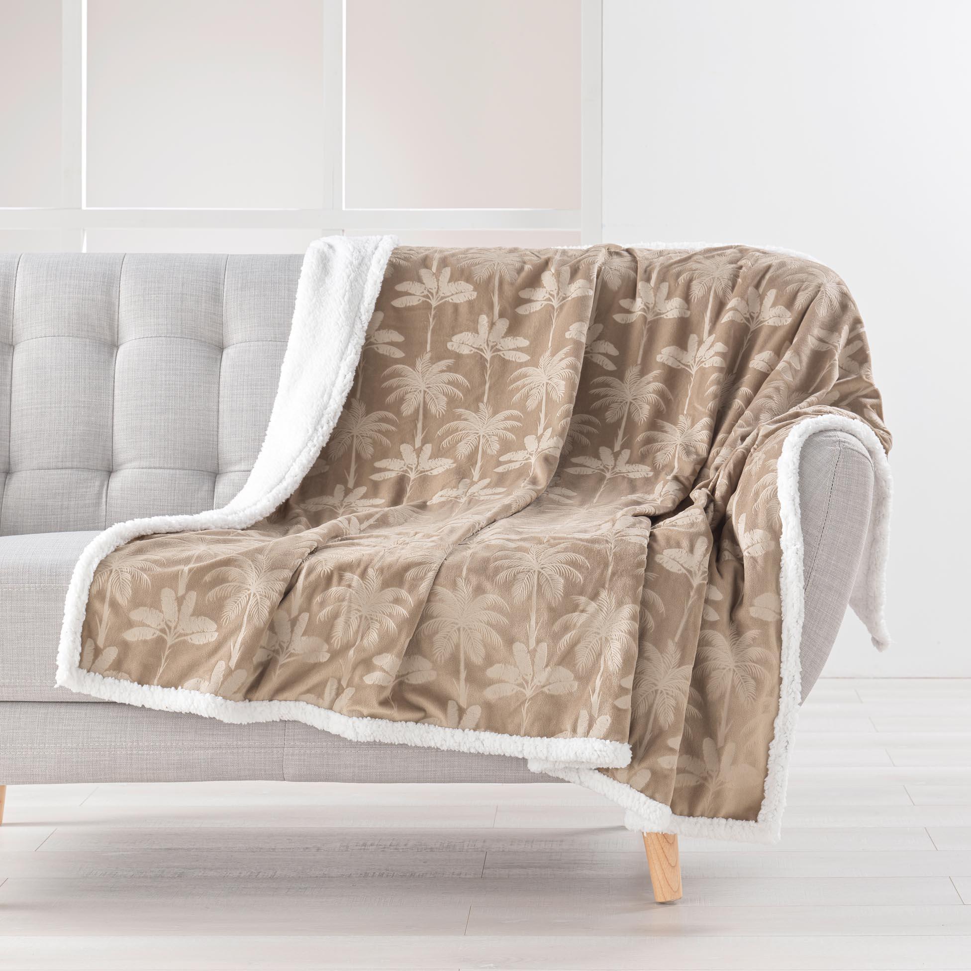 PLAID 125X150CM VELOURS IMPRIME SHERPA PALMYS