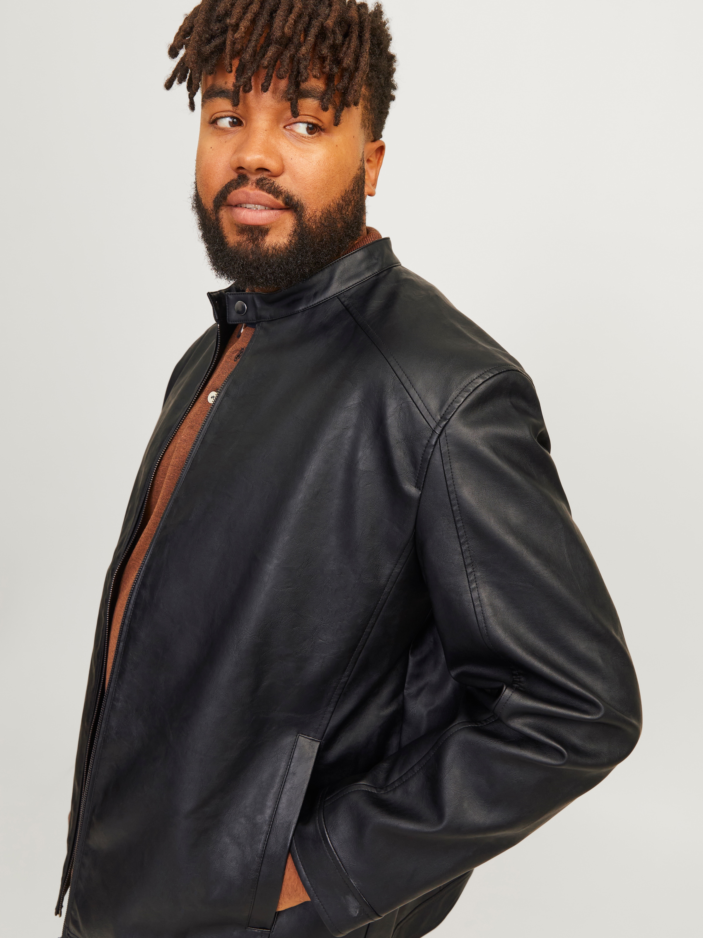 Jack & Jones PlusSize Lederimitatjacke »JJEDYLAN CLEAN PU JACKET NOOS PLS« ohne Kapuze in Leder Optik