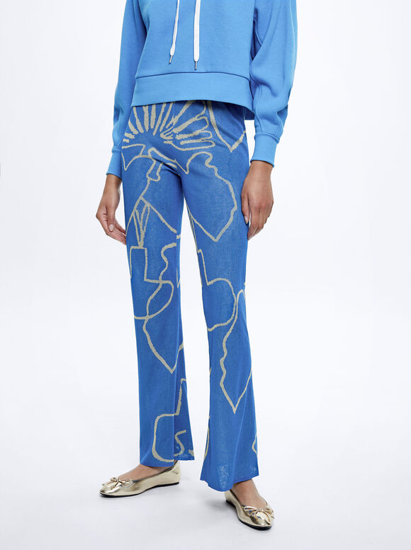 Calças Jacquard - Azul