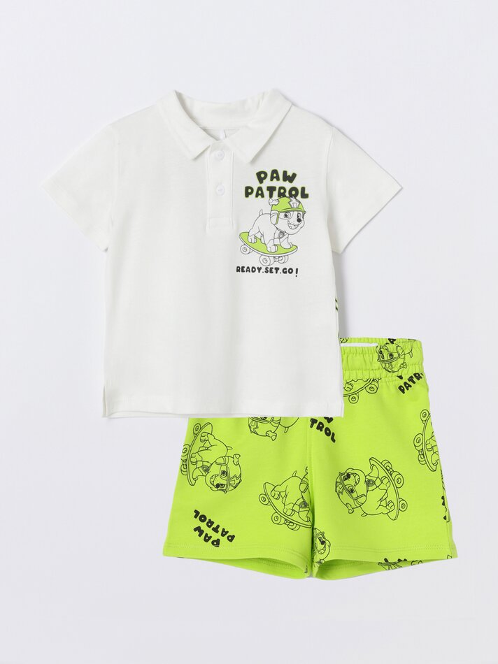 Conjunto de camisa polo e bermuda Patrulha Canina - Nickelodeon - Off-White