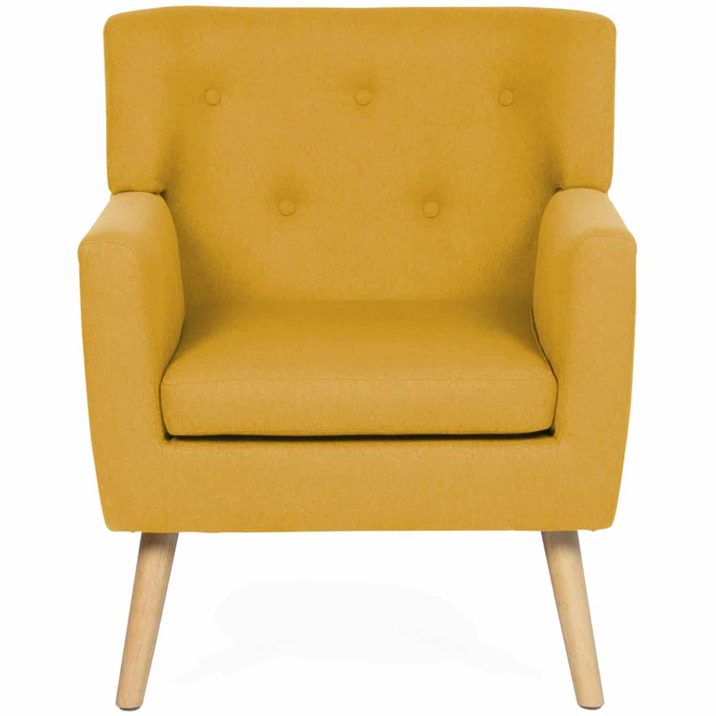 Fauteuil scandinave LIV en tissu jaune moutarde