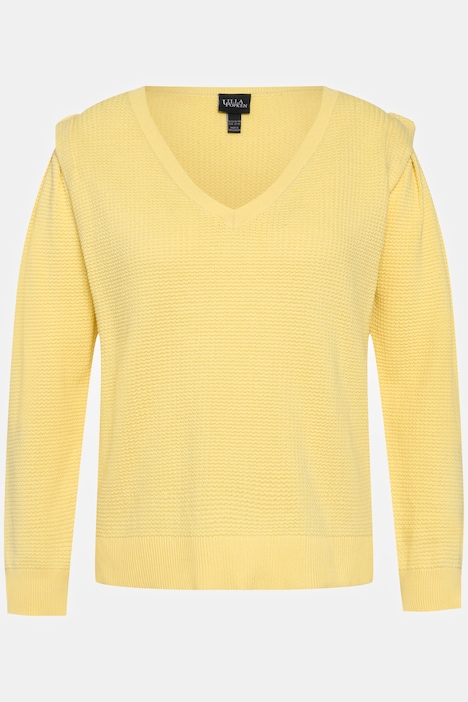 Pullover, Strukturstrick, V-Ausschnitt, Langarm