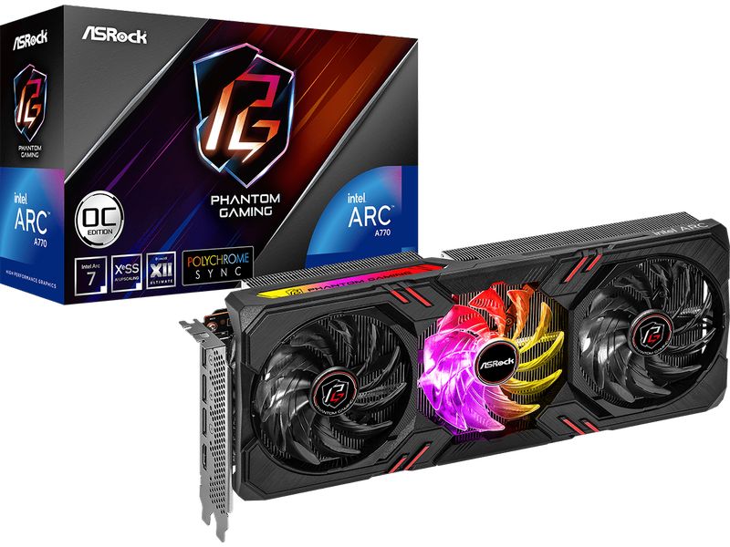 ASRock Grafikkarte Intel Arc A770 Phantom Gaming 16 GB OC Gamer-Grafikkarte mit 16 GB GDDR6-Speicher, ermöglicht Auflösungen bis zu 8k