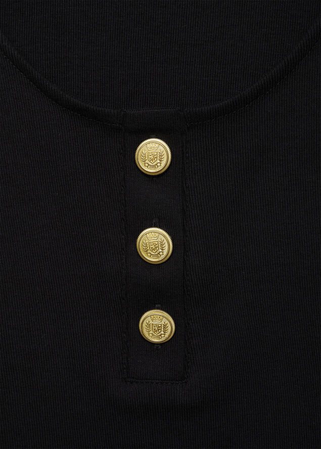 MANGO Top with straps and buttons Black