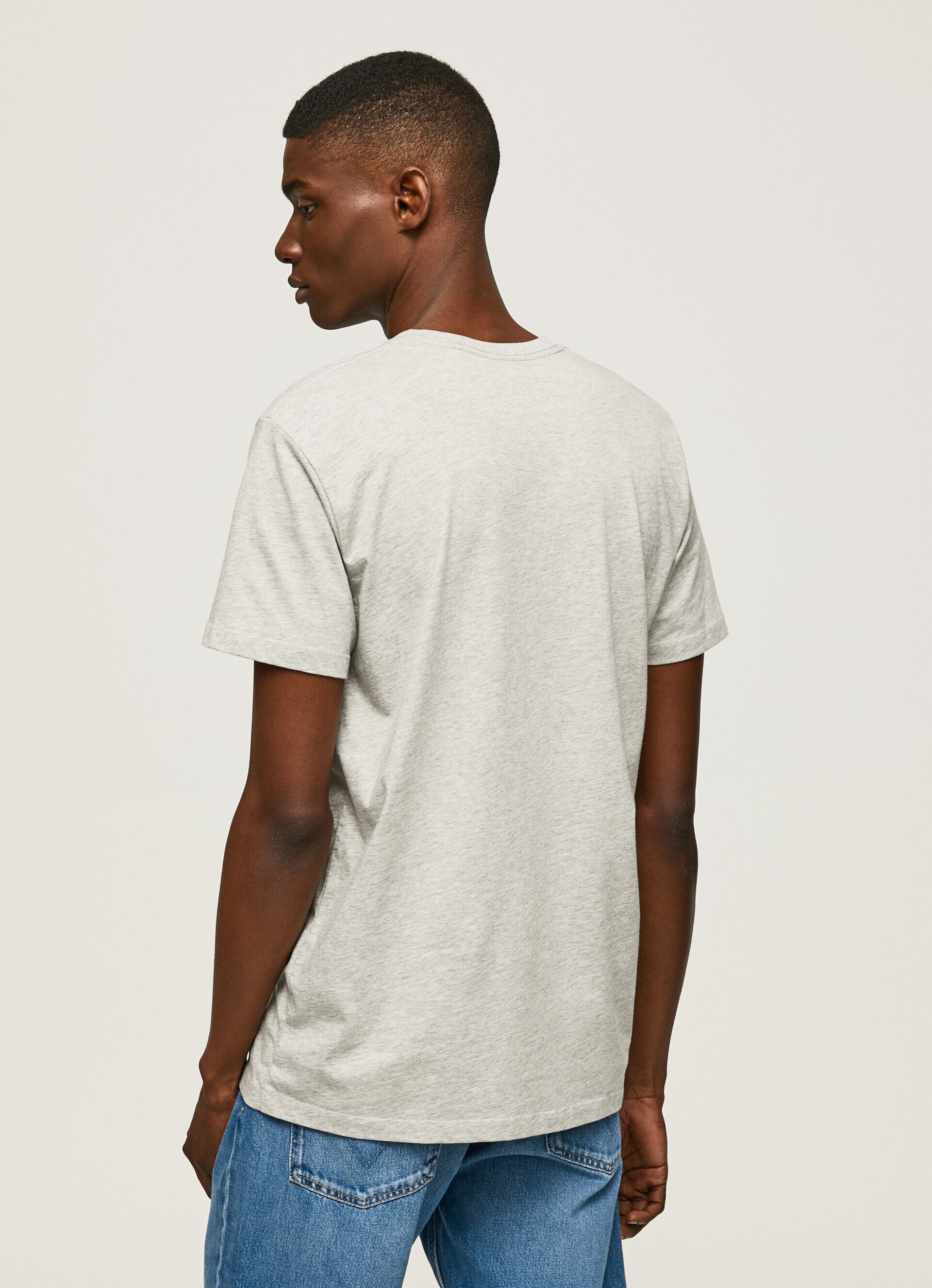 Camiseta de algodão com logotipo estampado - cinza claro