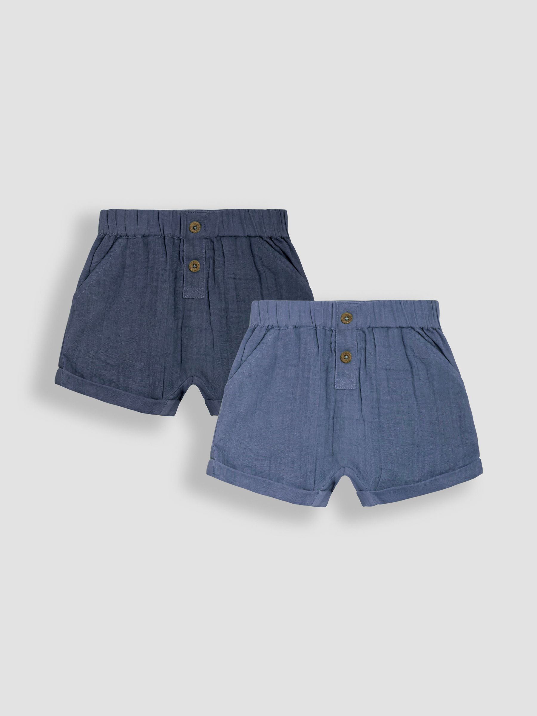 Koninklijk blauw & marineblauw - JoJo Maman Bébé - Set van 2shorts van kaasdoek