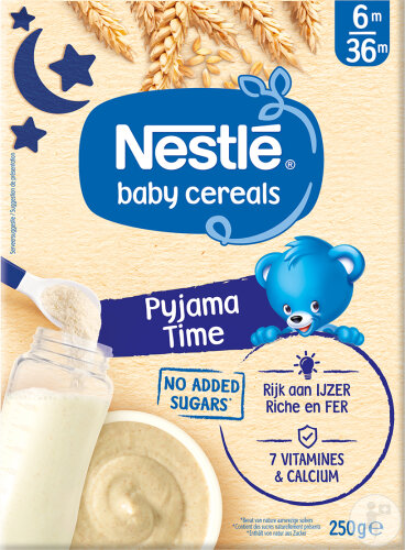 Nestlé Baby Céréales Pyjama Time Sans Sucres Bébés 6-36 Mois Boîte 250g