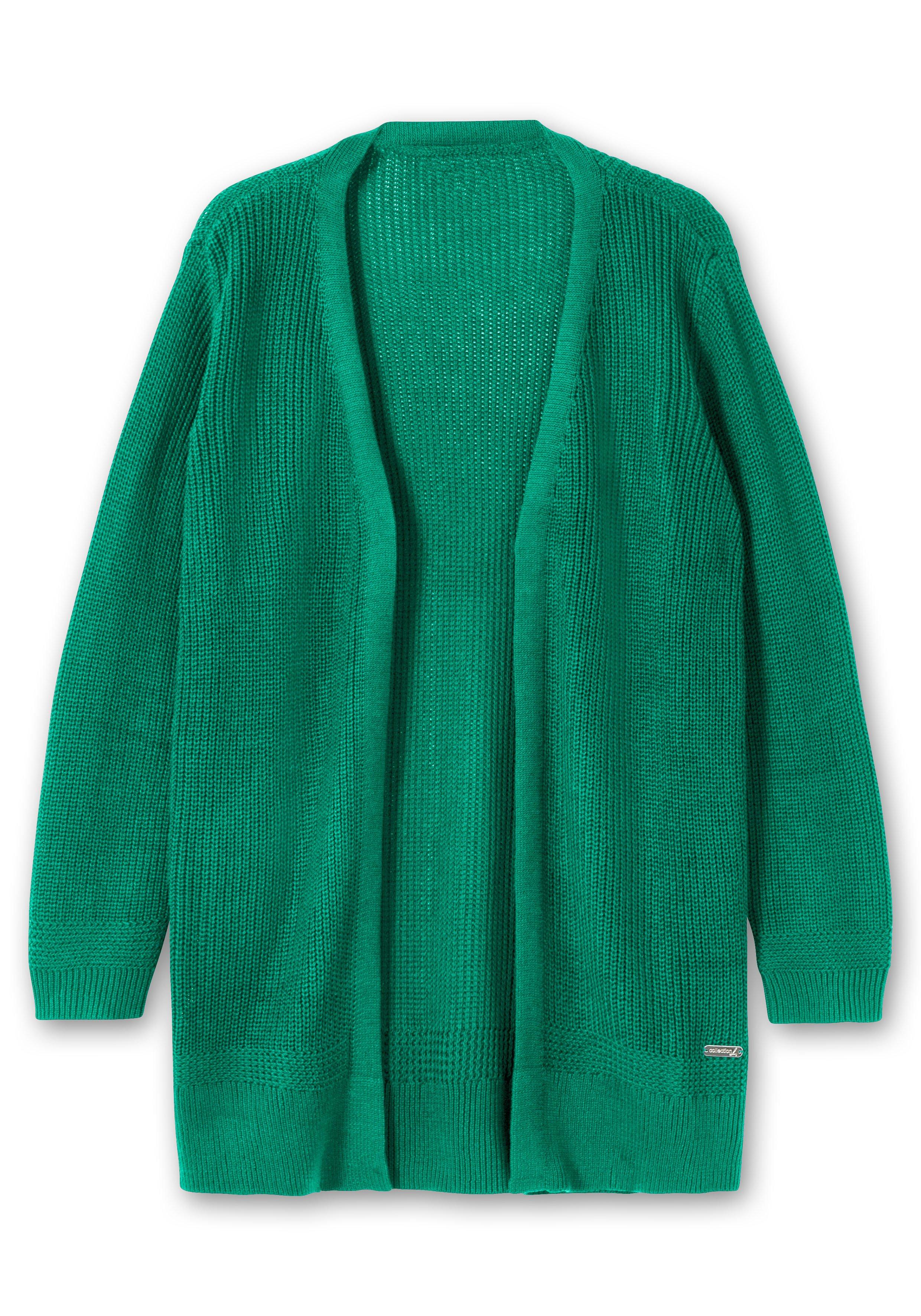 Lange Strickjacke in Grobstrick-Optik, offene Form
