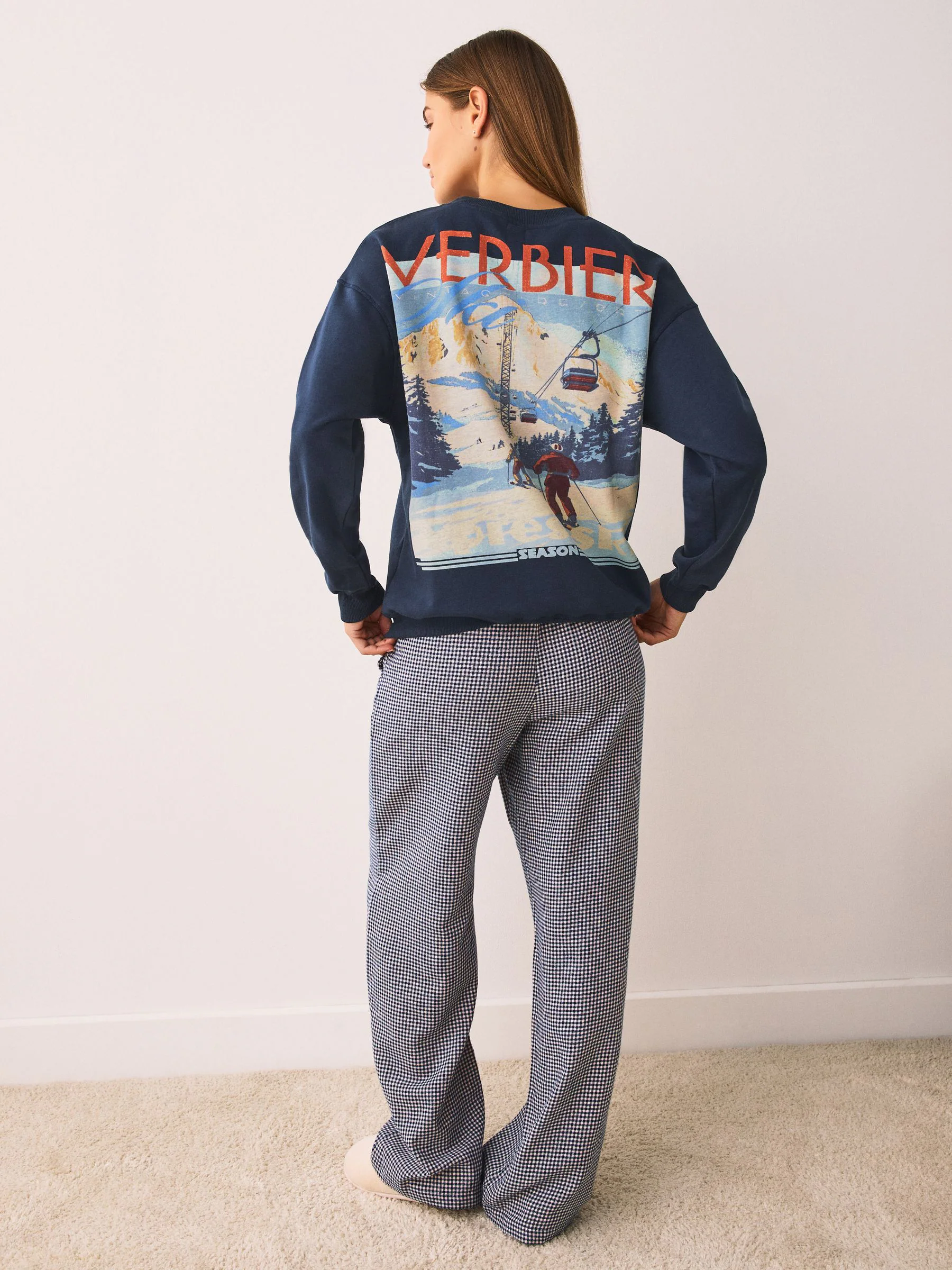 Marineblauwe scène - Pyjama van sweatshirt en flanel