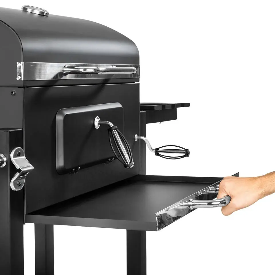 tectake Houtskoolbarbecue in hoogte verstelbaar, Zwart