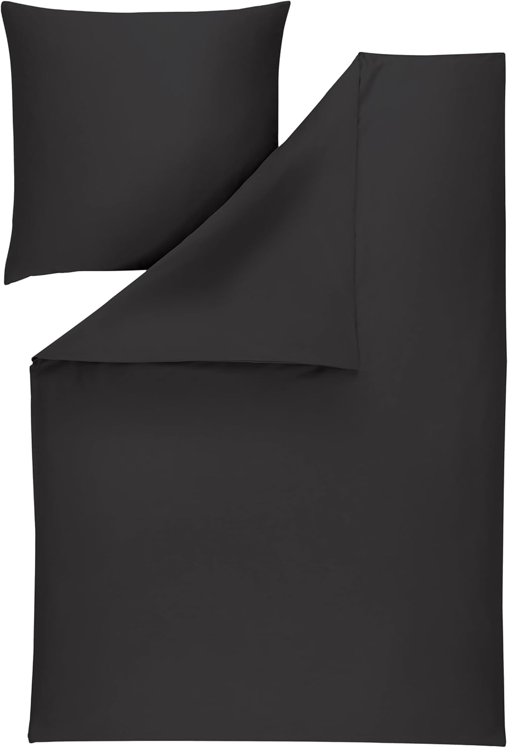 ESTELLA Mako Satin Bettwäsche Set Uni - 100% Baumwolle - trocknerfest - Garantie Reißverschluss - 155x220 cm + 80x80 cm - Farbe: Anthrazit