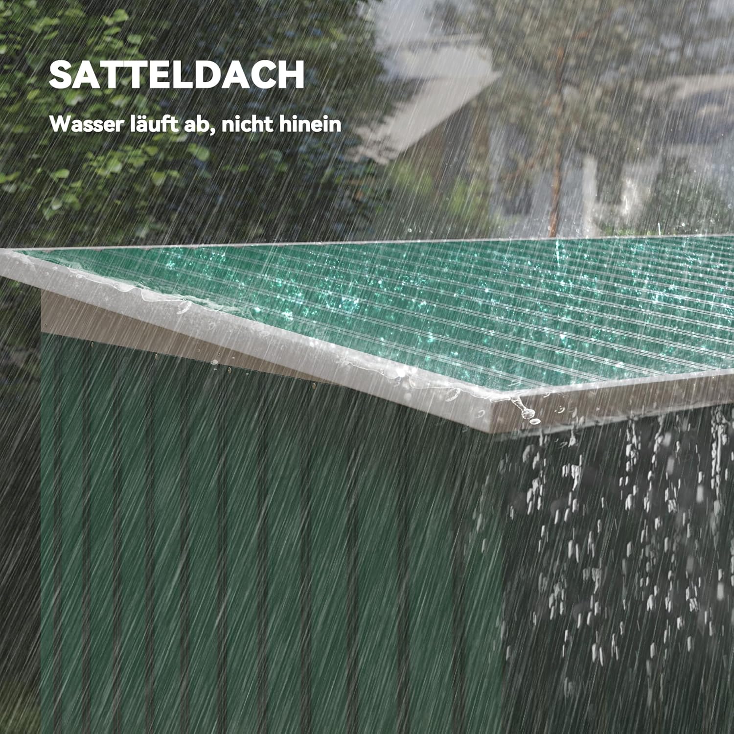 Outsunny Metall Gerätehaus 6,3m³ 280x130x172cm Geräteschuppen mit Pultdach Schiebetür wetterfest Gartenhaus Outdoor Garten Schuppen Schrank für Hinterhof Außenbereich Anthrazit, Dunkelgrün
