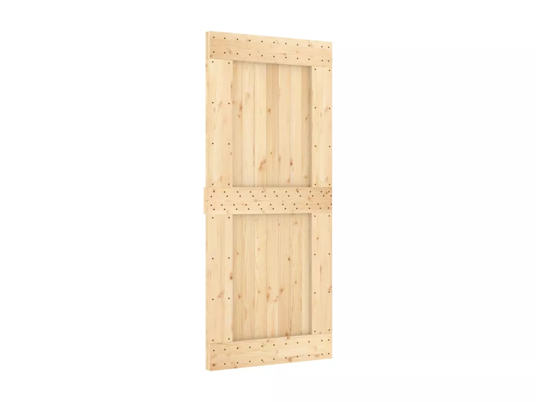 Porte coulissante et kit de quincaillerie 90x210 cm pin massif