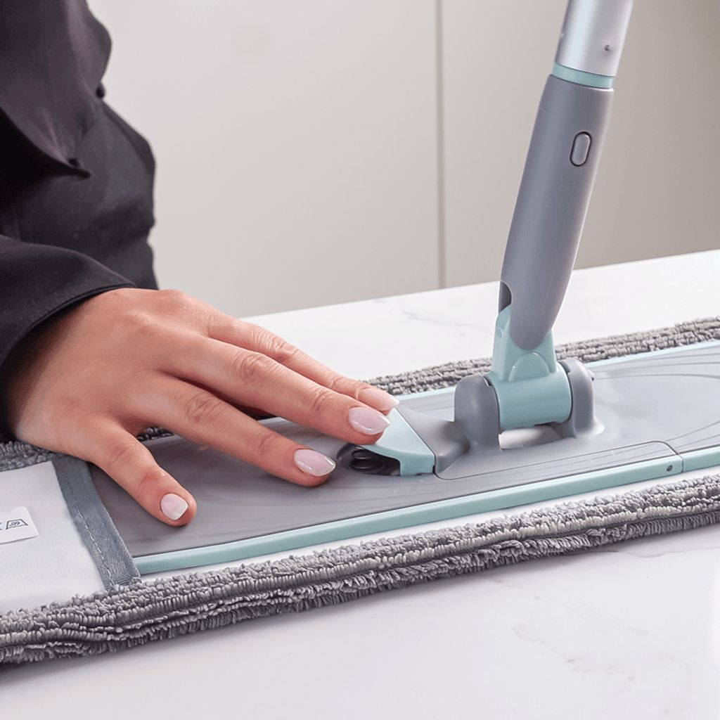 CrystalMop Bodenwischer Reiniger mit Teleskopstiel / Mikrofaser Pad (54063) - Blau / Silber