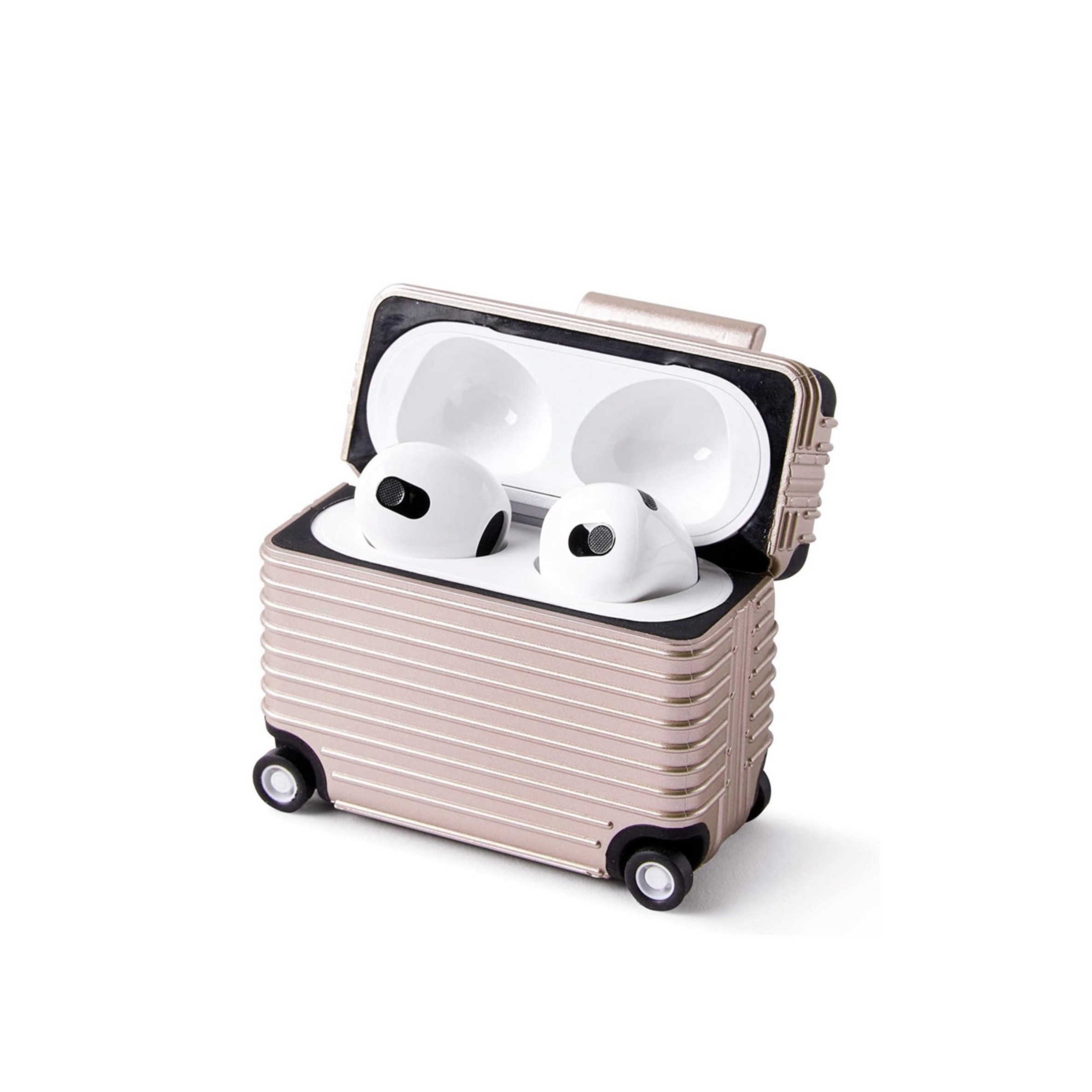 AirPods (3. Generation) Hardcase Schutzhülle Abdeckung Rollkoffer Trolley Design - Roségold