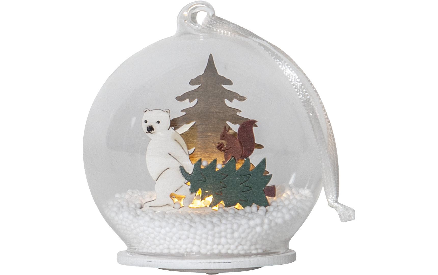 Tischdeko Kugel Forest Friends, 9 cm, MehrfarbigWeihnachtskugel mit Beleuchtung