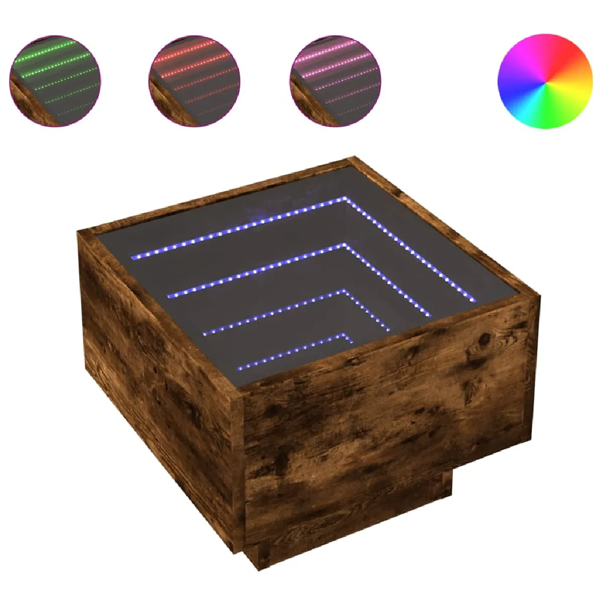 VIDAXL Table de chevet LED Chêne Fumé