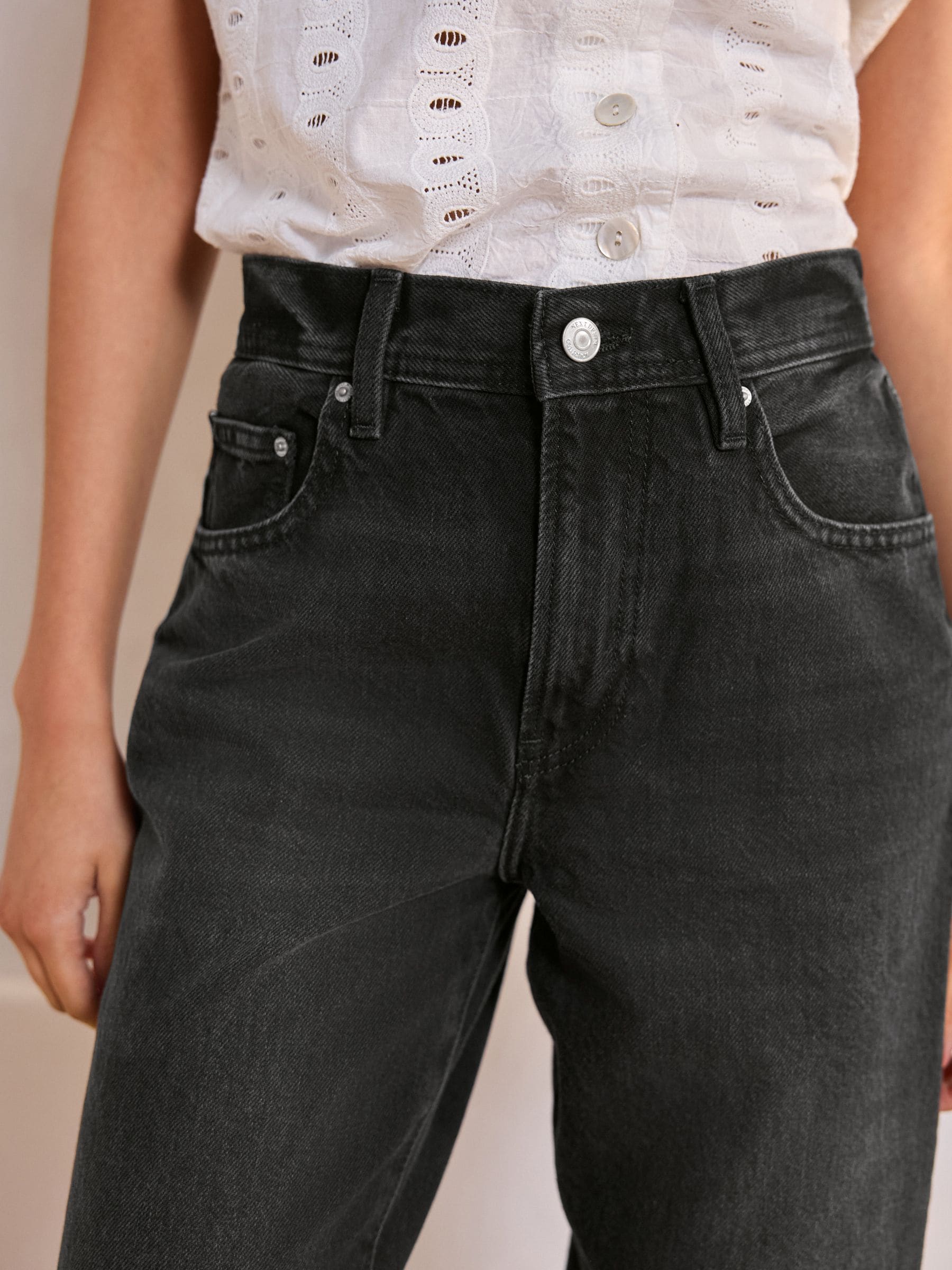 Zwart - Relaxte bootcut jeans van 100% katoen