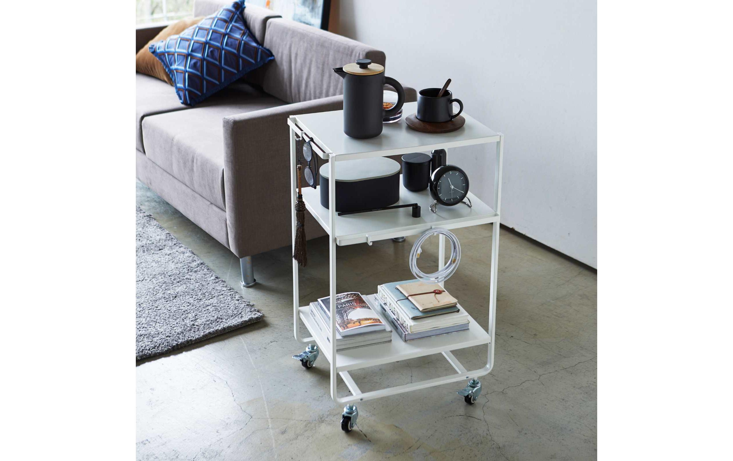 Küchenwagen Tower 49 x 81.5 x 38 cm, Weiss<br>Dreistufiger Wagon mit Griff