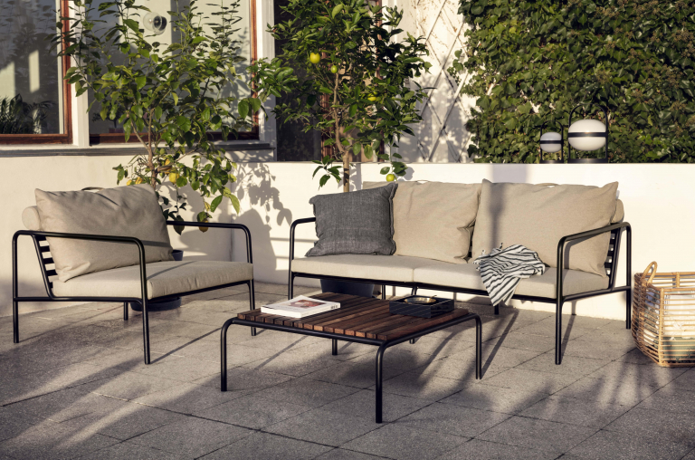 Houe Avon 2-zits loungebank frame zwart stof ash heritage
