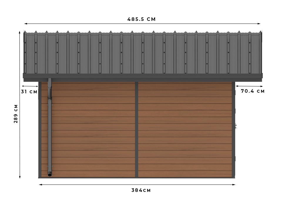 Abri de jardin bois composite braga - 16m2 brun - epaisseur des murs : 28 mm - aluminium - anti uv et intemperies