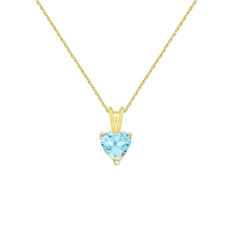Collier - Pendentif Or Jaune Topaze Bleue Coeur - Femme