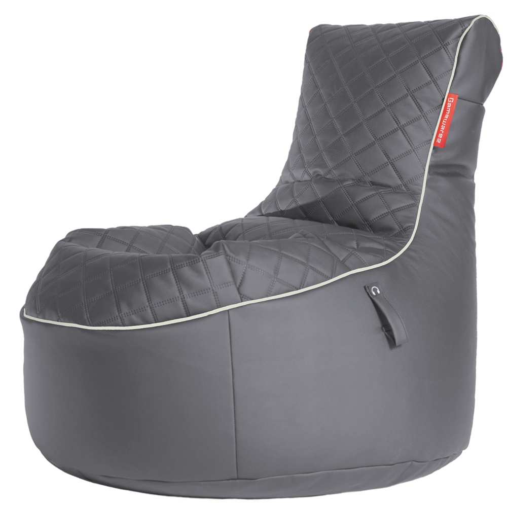 Gaming Sitzsack Bundle Classic - Kunstleder Granite Hurricane (Hellgrau/Weiß)
