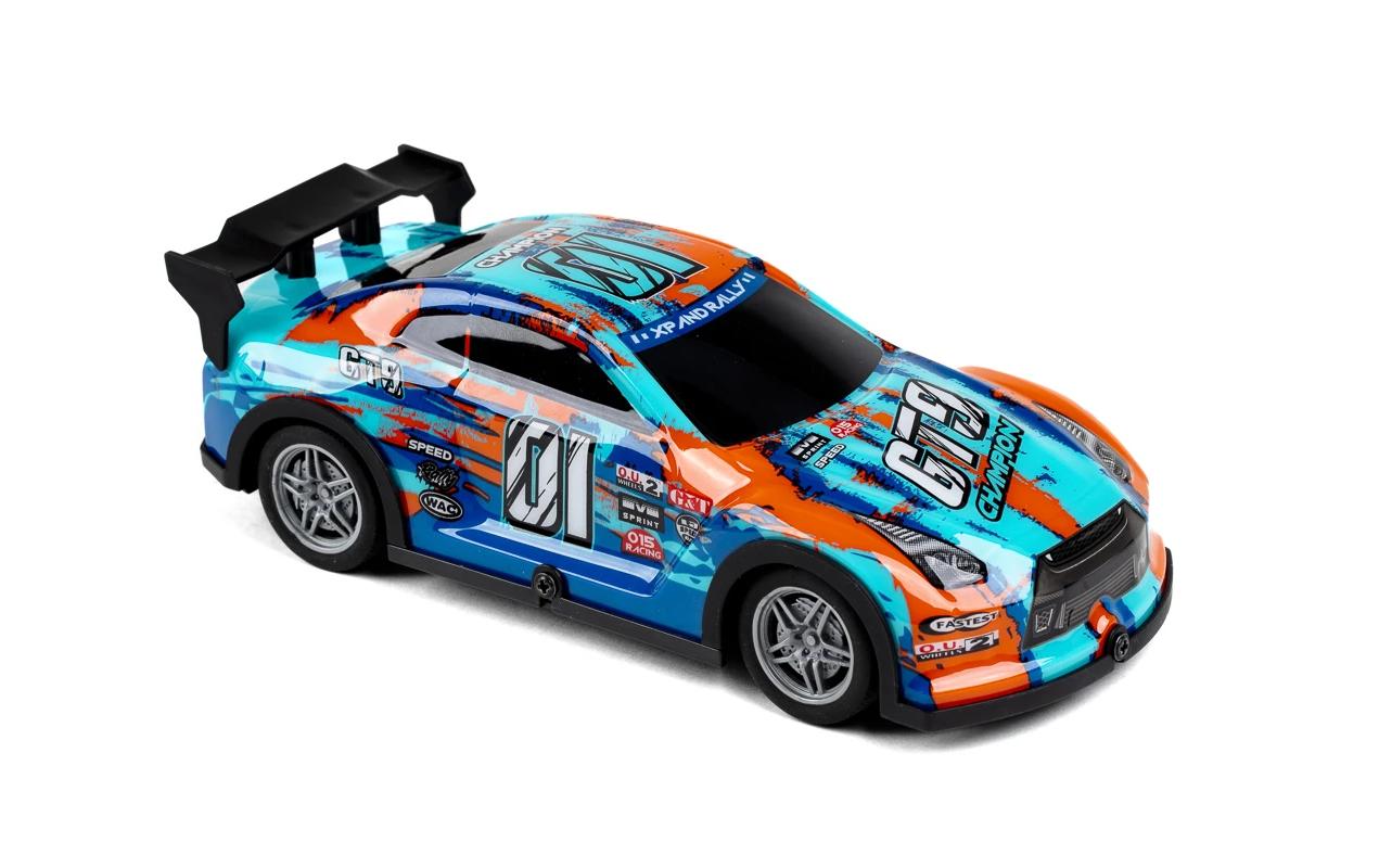 Auto Champion GT9 mit Licht, Blau/Orange, 1:22Ferngesteuerter Sportwagen mit Licht für Kinder ab 3 Jahren