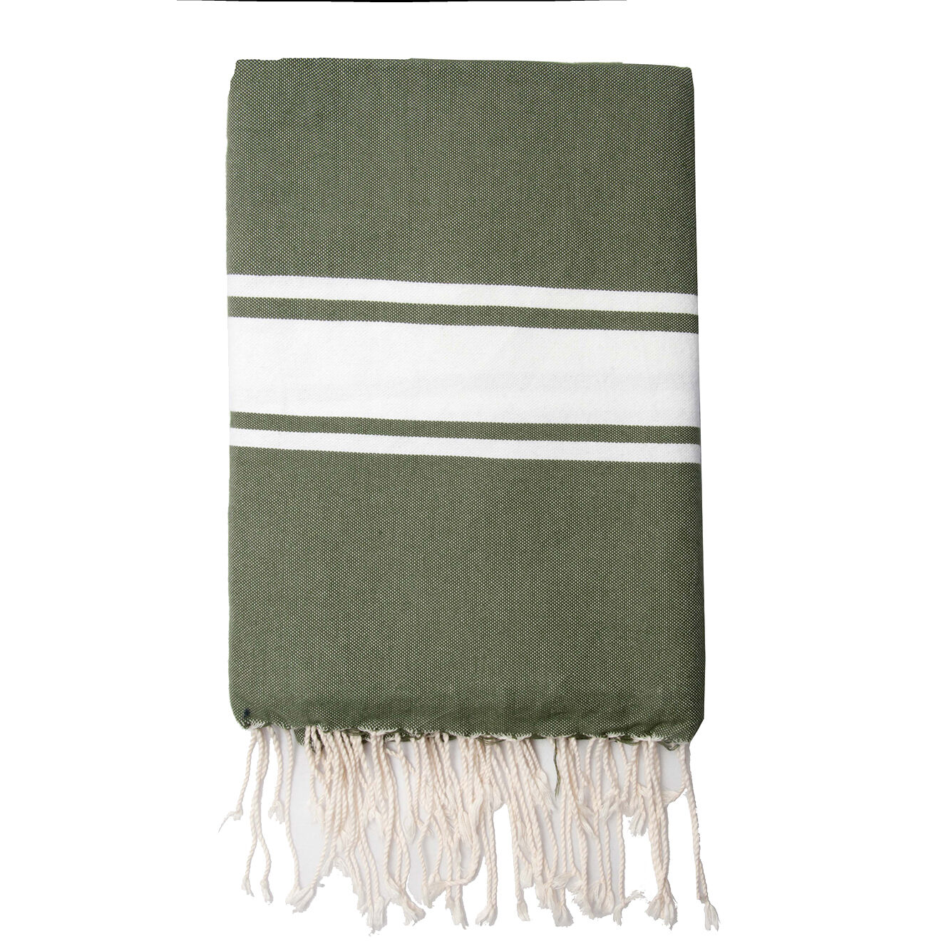 Febronie Fouta Traditionelle St Tropez kaki/blanc - 100x200 cm