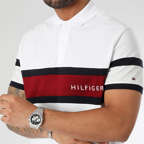 Polo Manches Courtes Colourblock Placement 0755 Blanc