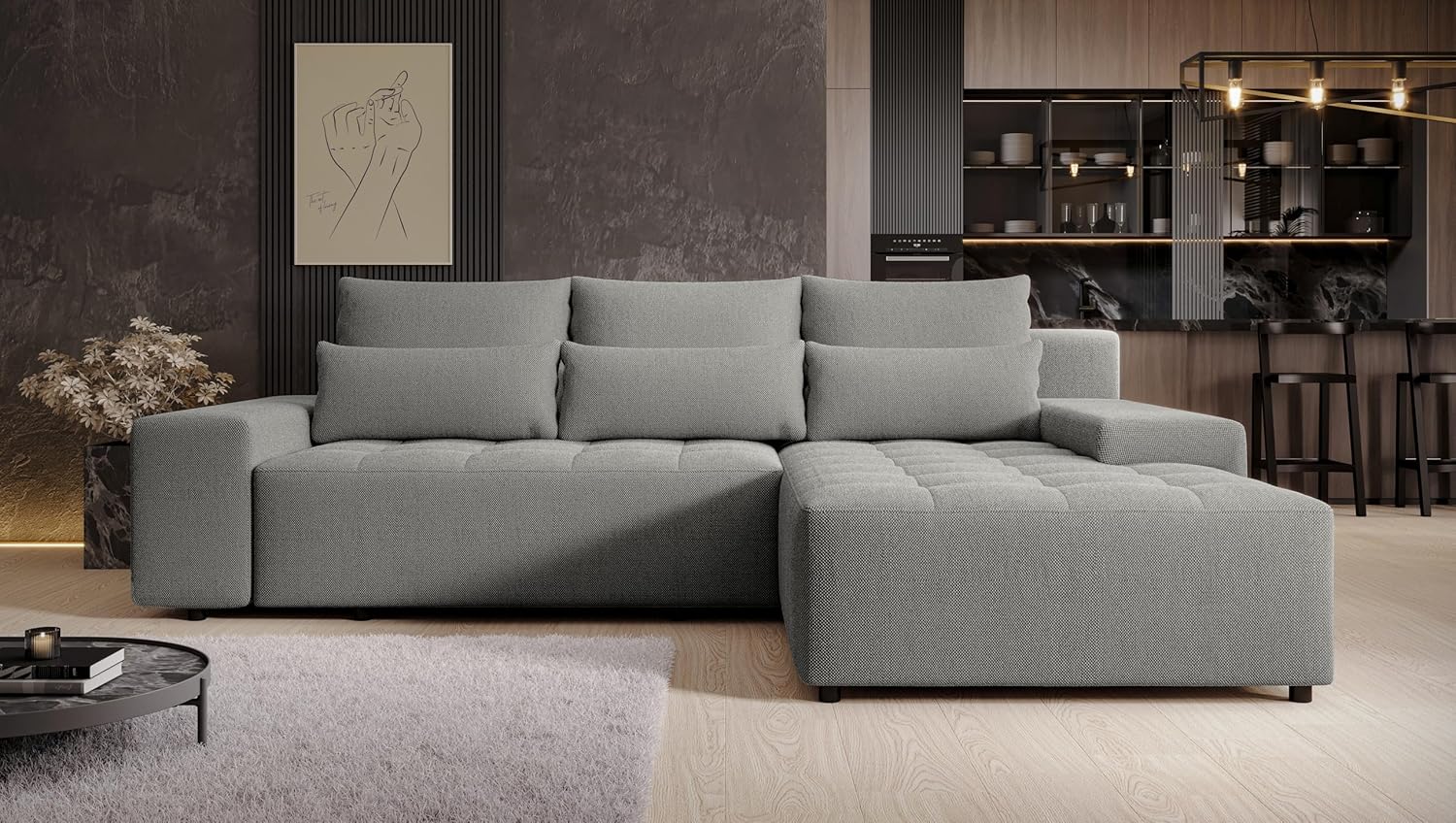 Ecksofa mit Schlaffunktion Alvorada 280 cm grau
