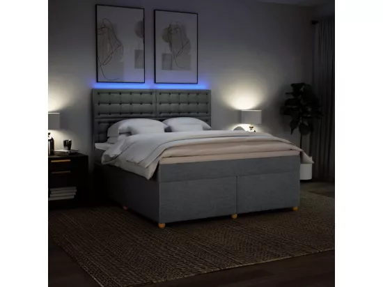 Sommier à lattes de lit avec matelas Gris clair 180x200cm Tissu