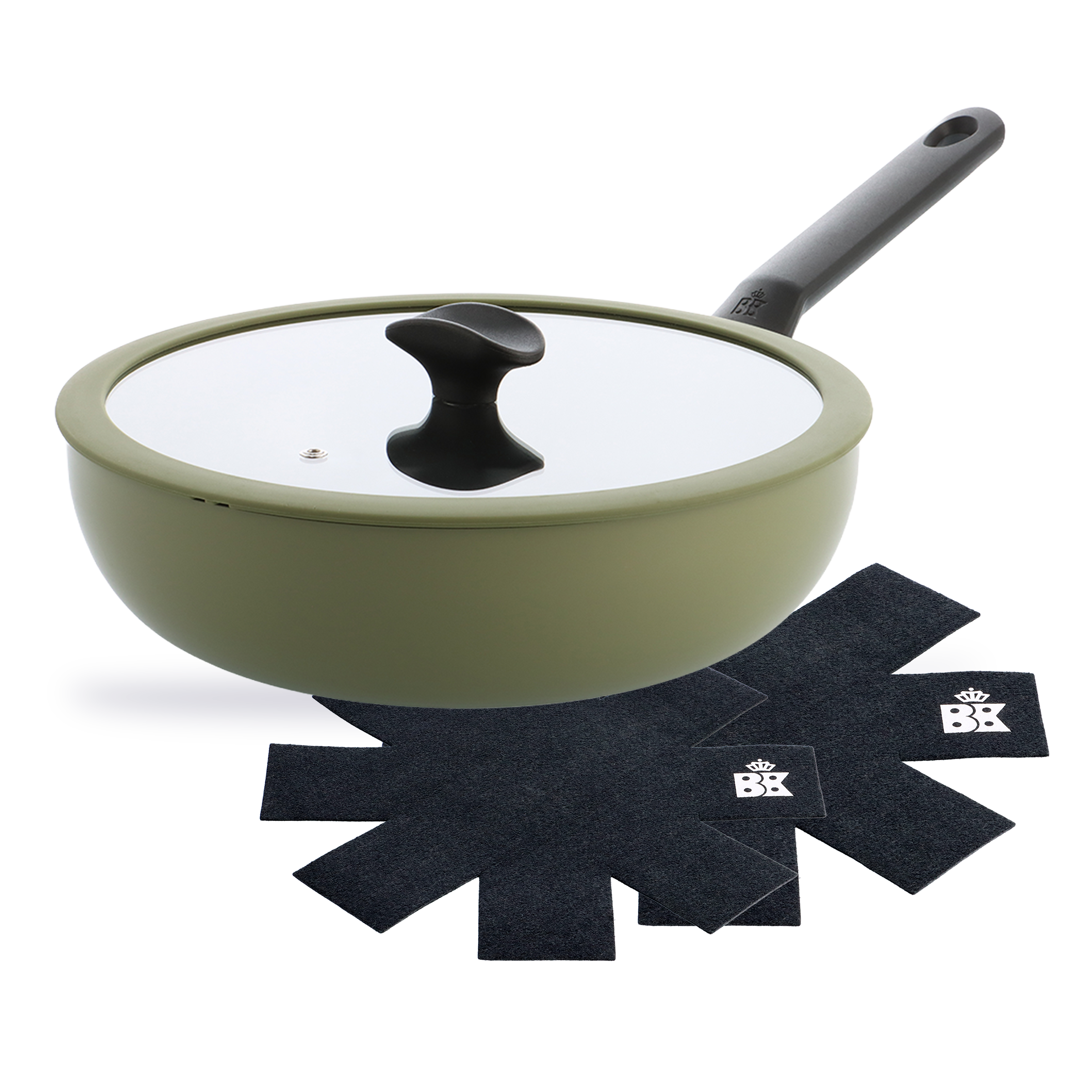 Enjoy wok Olive Green 28 cm   Panbeschermers