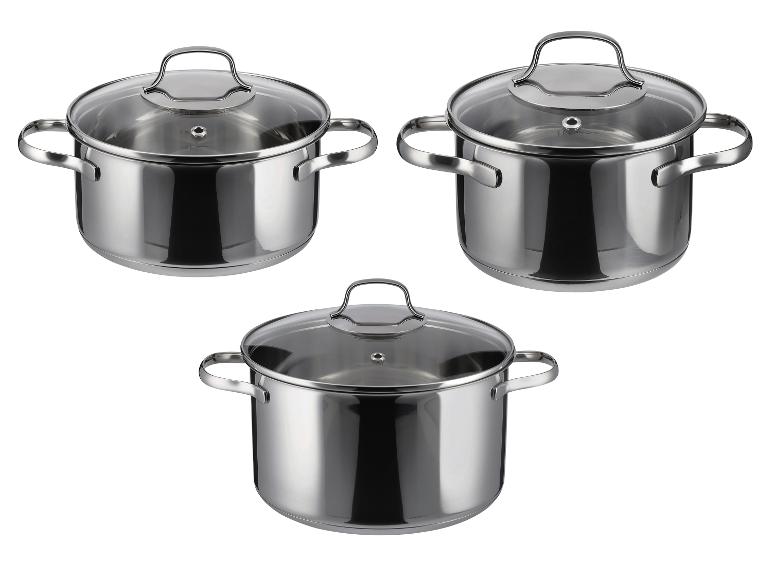 Set van 3 RVS kookpannen
