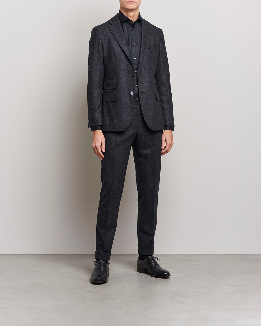 Stenströms Fitted Body Contrast Shirt Black