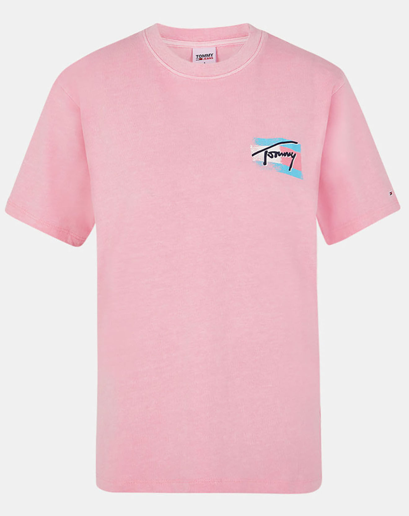 Tommy Jeans T-Shirt 100% Coton Bio relaxed painted flag rose