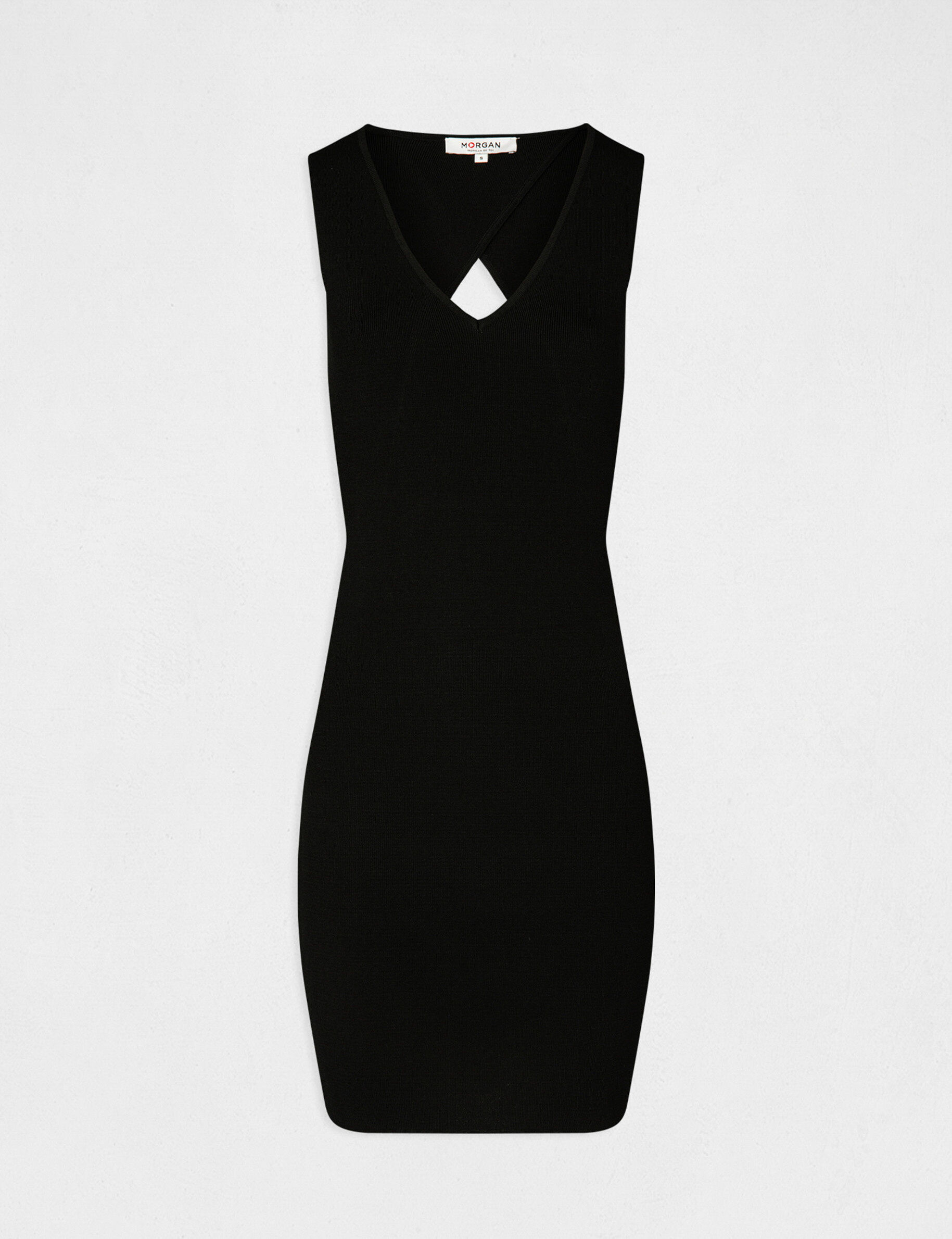 Robe pull ajustée avec ouverture noir femme - noir