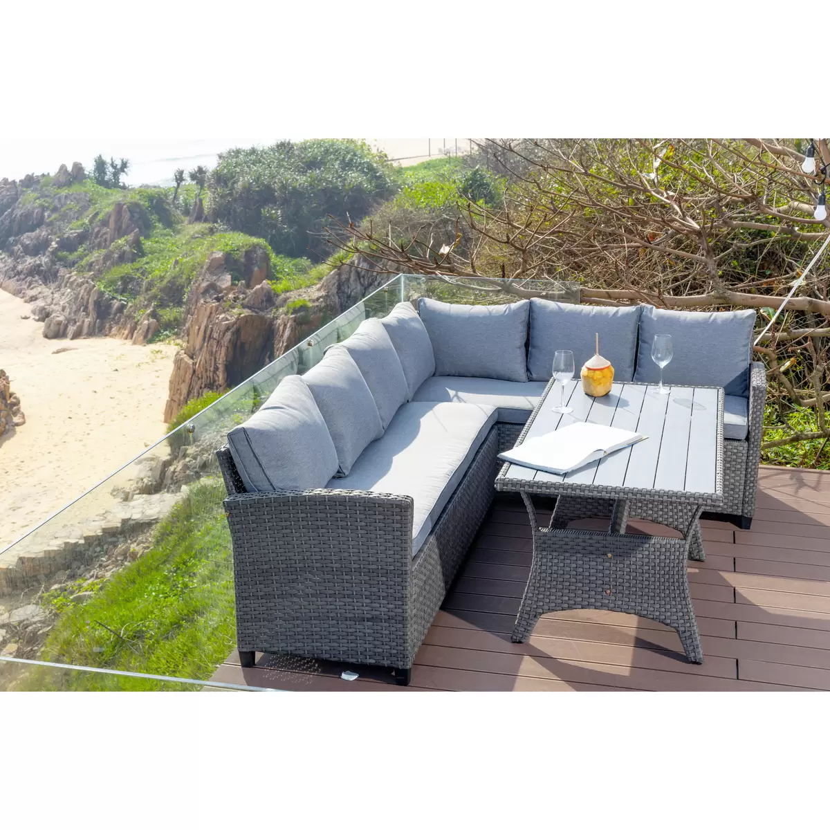 Ondega Gartenlounge Vipora 3-Teilig Rechts Grau