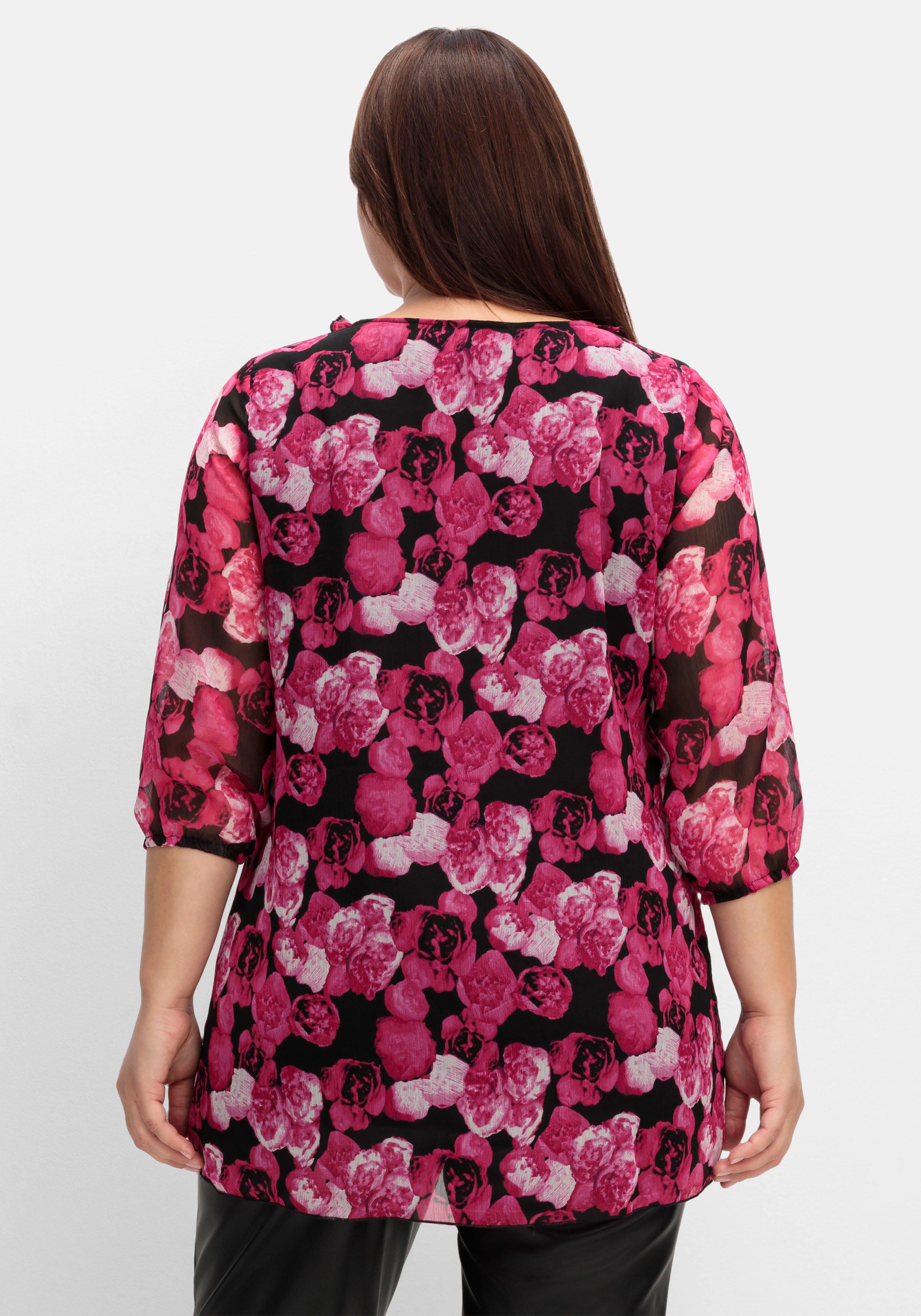 Chiffon-Tunika mit Blütenprint
