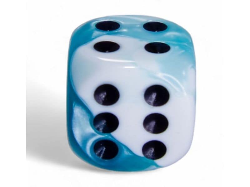 Chessex Würfelset Gemini 16 mm d6 Petrol-Weiss/Schwarz 12 S Würfelset mit 12 Würfeln