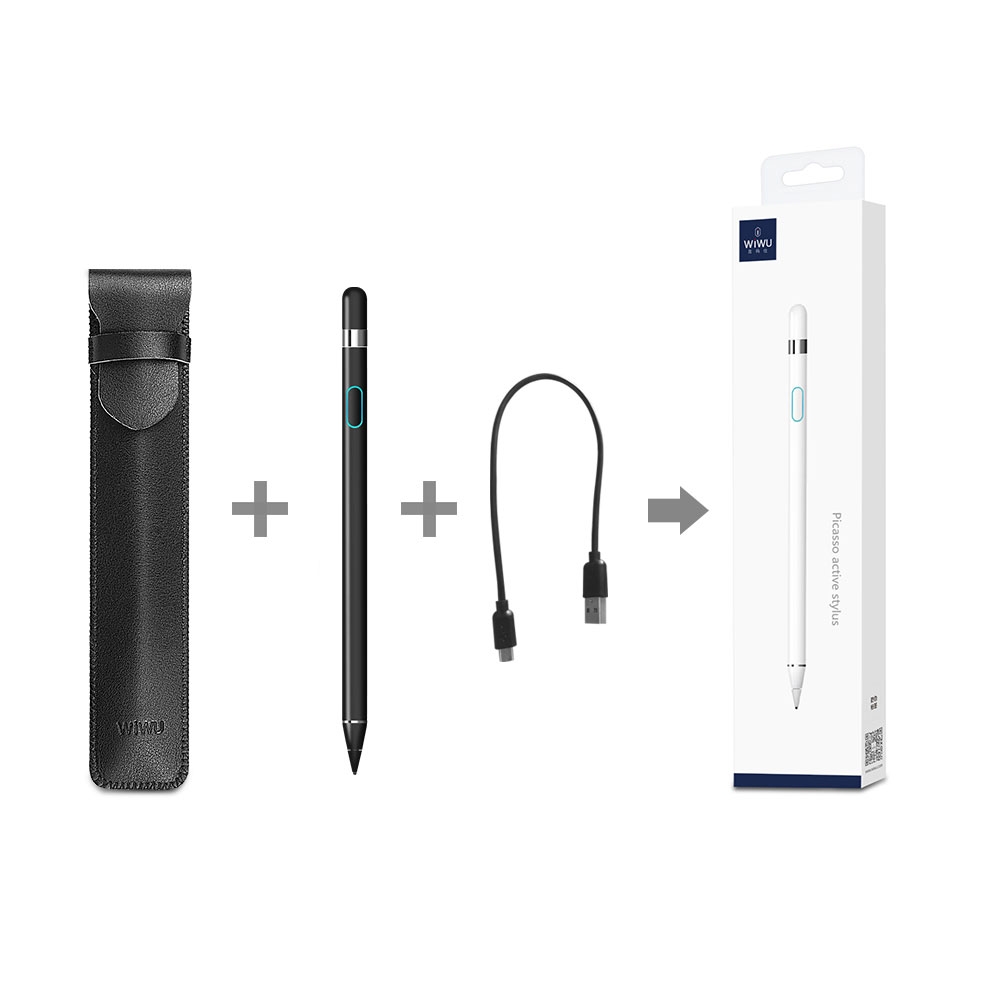 Active Aluminium Stylus Touch Pen mit extra feiner Spitze (IOS / Android) - Schwarz
