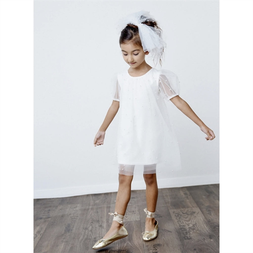 Pearl Tulle Puff Aline Kjole White