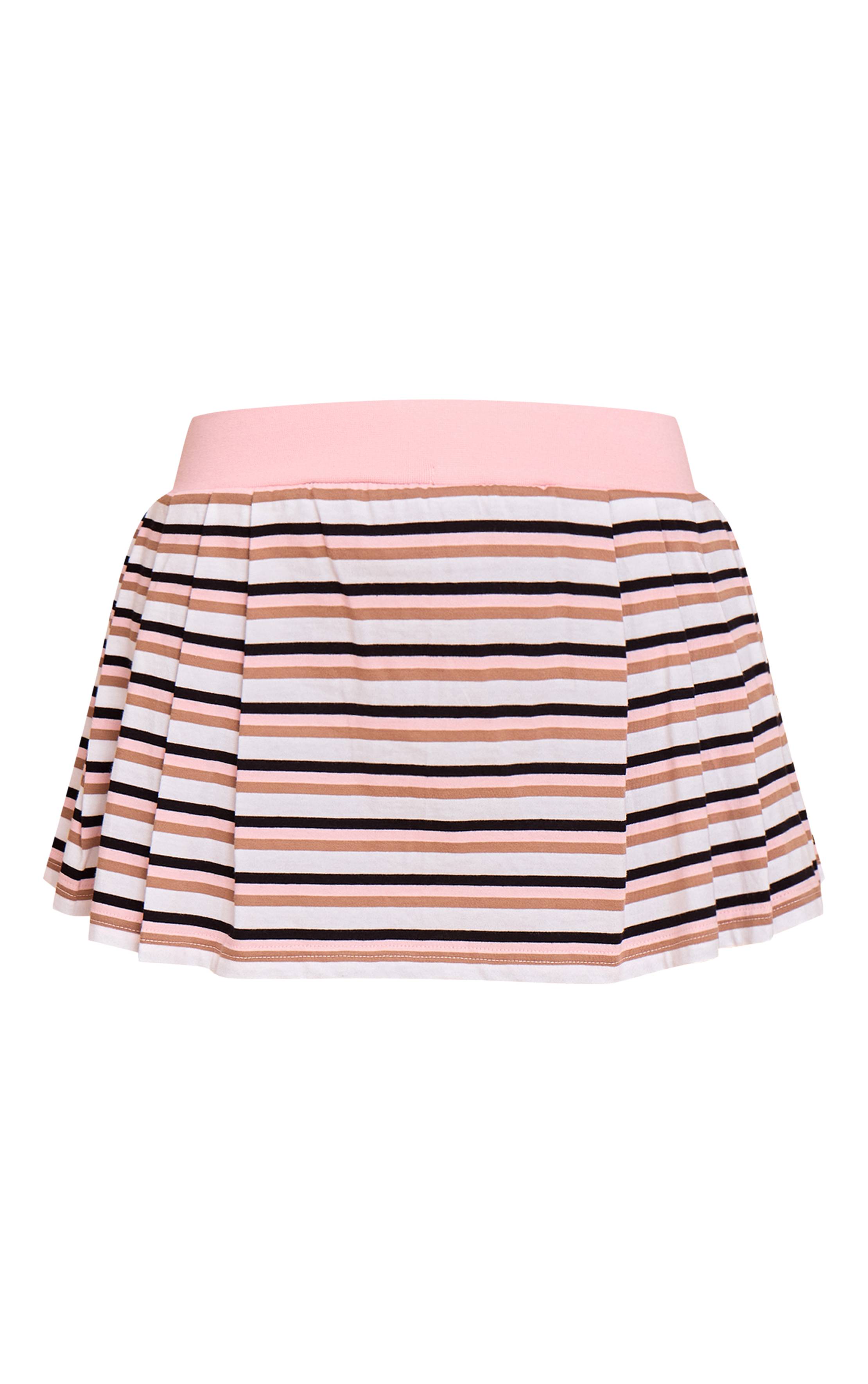 Rose Jupe-short De Tennis Mini Plissée À Rayures Coordonnée