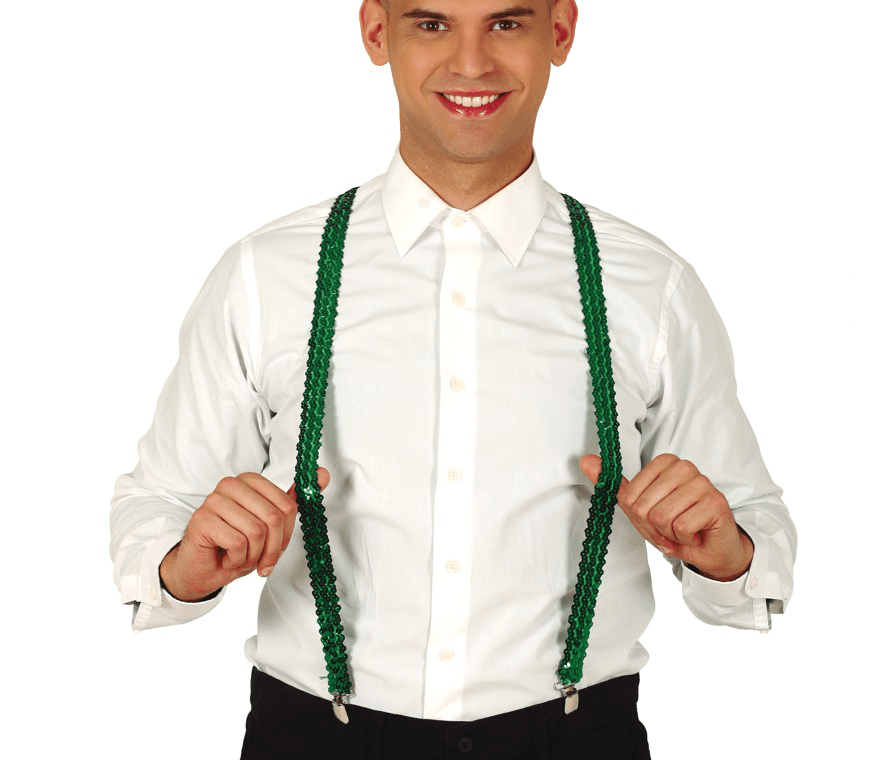 Groene Bretels Pailetten Heren 72cm