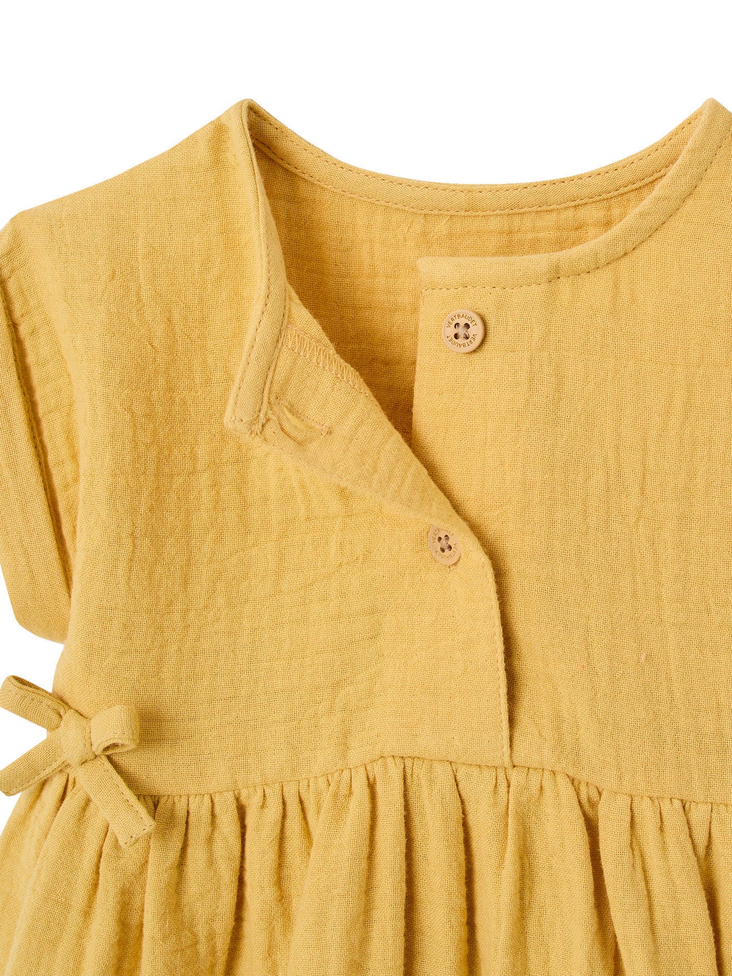 Vertbaudet Mädchen Baby Kleid, Musselin ocker