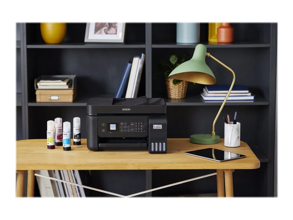 Epson EcoTank ET-4800 - Multifunktionsprinter - farve - blækprinter - kan genopfyldes - A4 (medie) - op til 10 spm (udskriver) - 100 ark - 33.6 Kbps - USB, LAN, Wi-Fi - sort