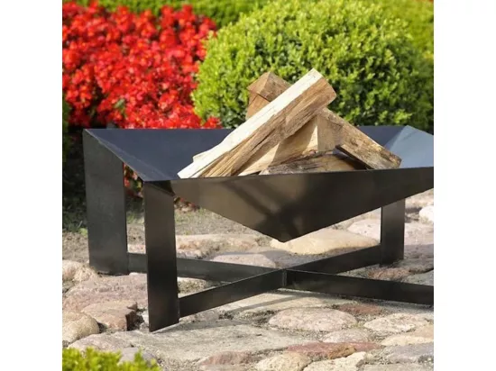 Brasero de jardin carré CUBA en acier-Acier noir sablé--70x70 cm--Acier noir sablé