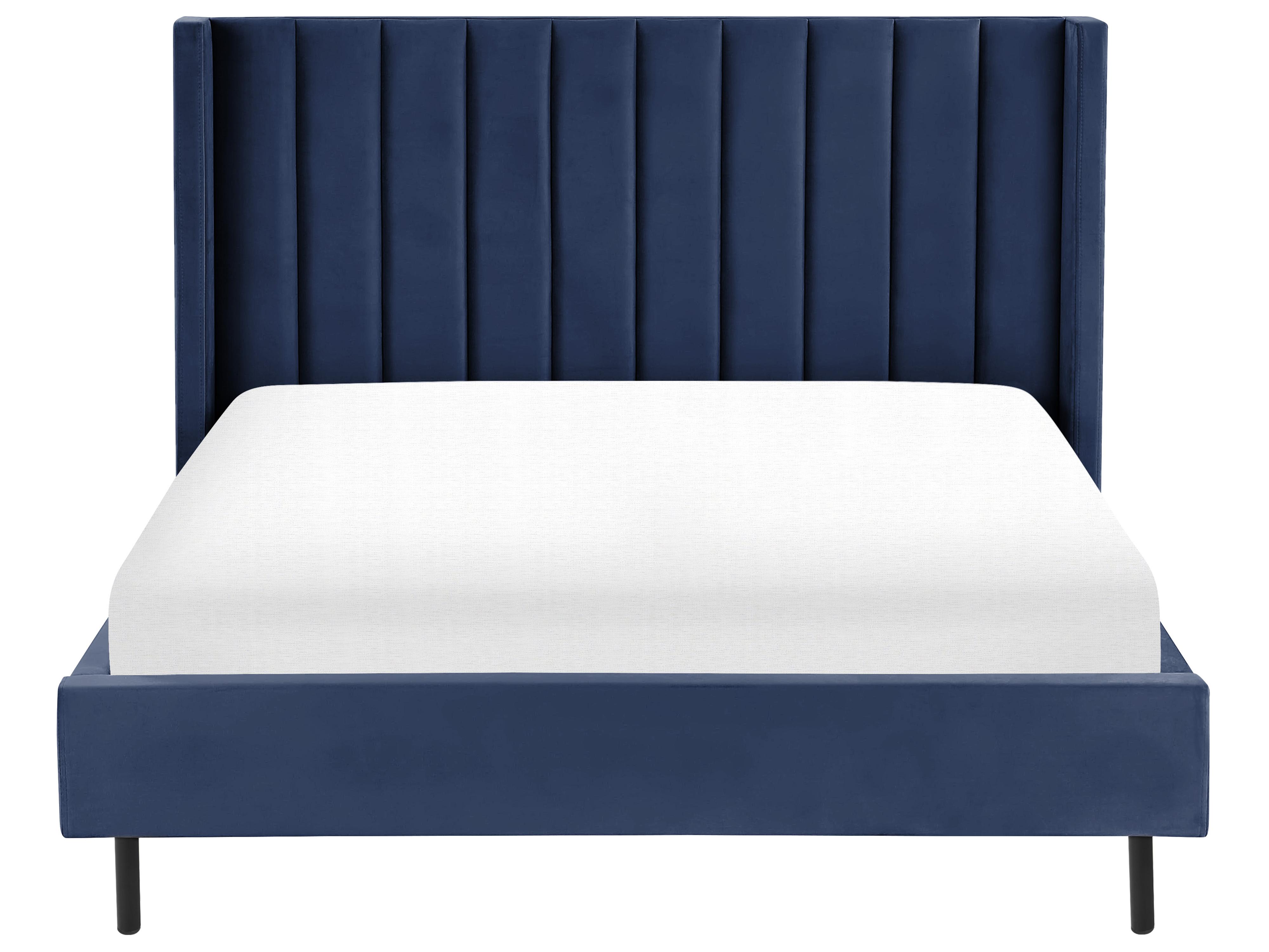 Bed Fluweel VILLETTE 140 x 200 cm Marineblauw